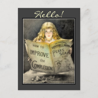 Cartão Postal Vintage Victorian Girl Pears Soap Advert Postcard