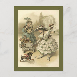 Cartão postal Vintage Victorian Girls Road Trip Vi