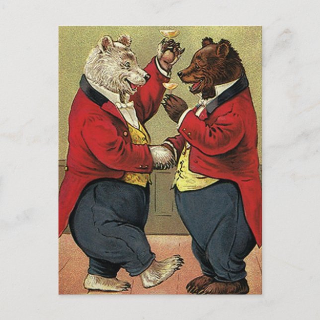 Cartão Postal Vintage Victorian Happy, Gay, Bears (Frente)