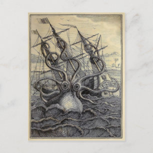 Cartão Postal Vintage Victorian Kraken Postcard