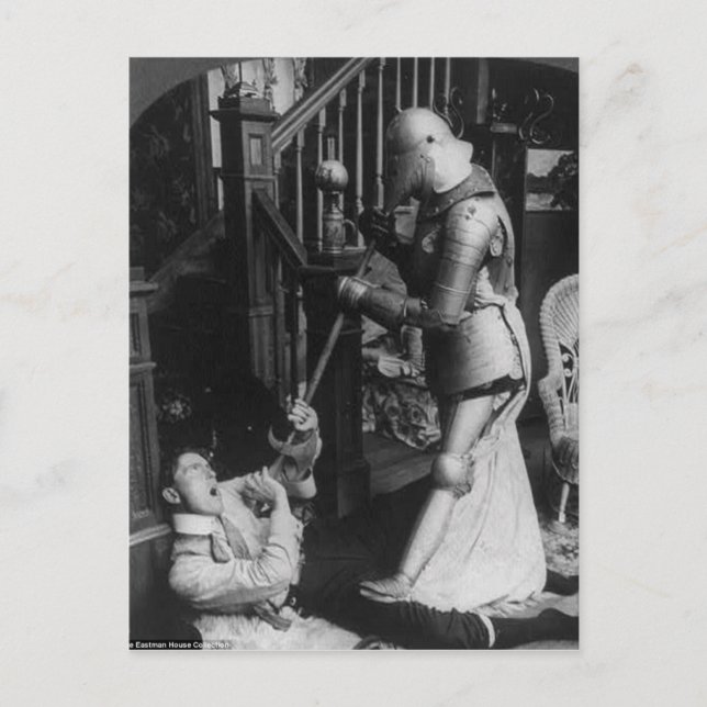 Cartão Postal Vintage Victorian Man and Knight (Frente)