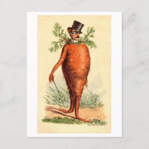 Cartão Postal Vintage Victorian Man with Carrot Body