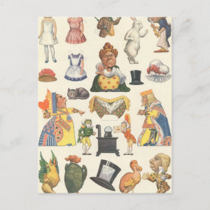 Cartão Postal Vintage Victorian Paper Toy, Alice Wonderland