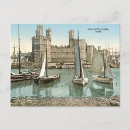 Cartão Postal Vintage view Caernarfon Castle, Gales