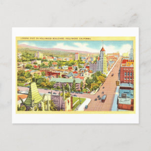 Cartão Postal Vintage View de Hollywood, Califórnia,
