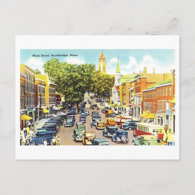 Cartão Postal Vintage View de Southbridge, Massachusetts (Frente)