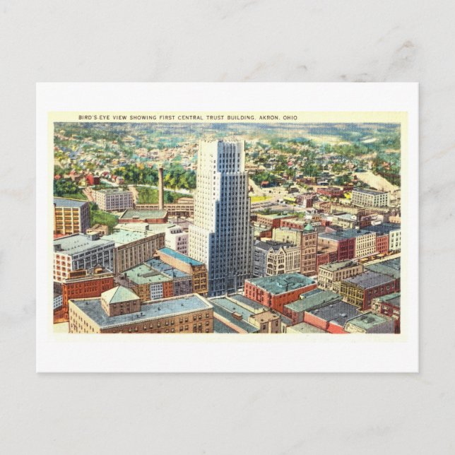 Cartão Postal Vintage View of Akron, Ohio (Frente)