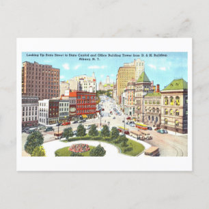Cartão Postal Vintage View of Albany, Nova Iorque,