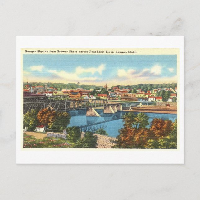 Cartão Postal Vintage View of Bangor, Maine, (Frente)