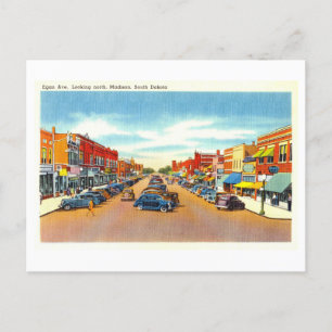 Cartão Postal Vintage View of Madison, Dakota do Sul,