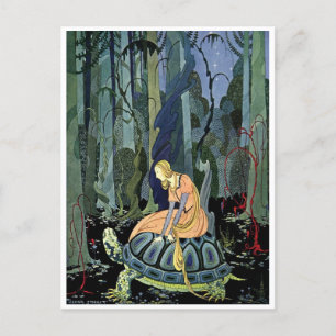 Cartão Postal Vintage Virginia Sterrett Princesa Rides Tortoise