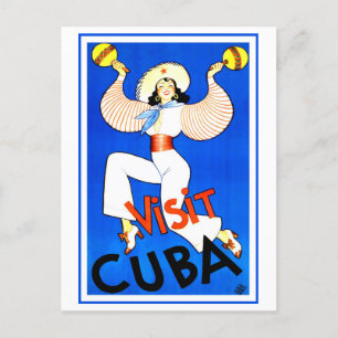 Cartão Postal Vintage Visite Cuba Poster de viagens