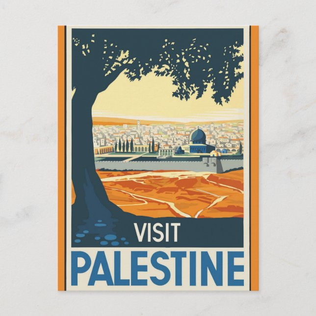 Cartão Postal Vintage Visite Palestina Viagem (Frente)