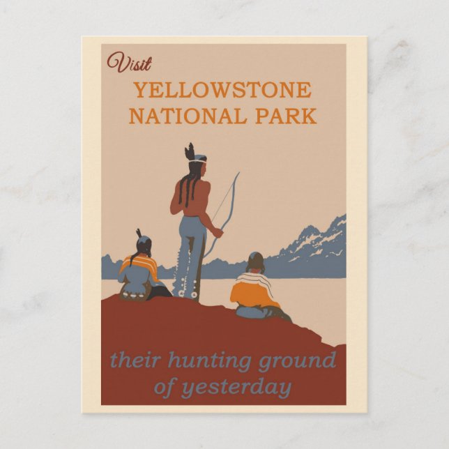 Cartão Postal Vintage Visite Yellowstone National Park Viagem (Frente)