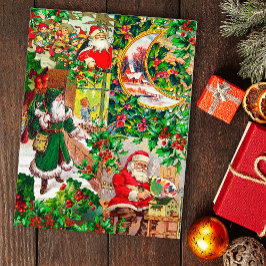 Cartão Postal Vintage vitoriana Papais noeis de Natal vitorianos