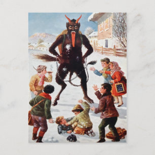 Cartão postal vintage vitoriano do Krampus
