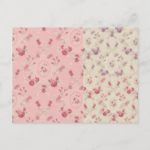 Cartão Postal Vintage Wallpaper Collage 3 Cores Floral