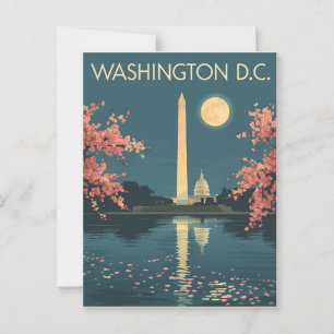 Cartão Postal Vintage Washington D.C. Cherry Blossoms Viagem