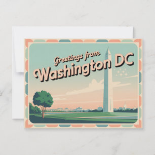 Cartão postal Vintage Washington DC   Saudações de