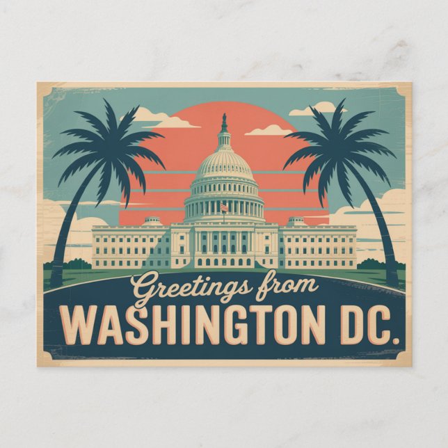 Cartão postal Vintage Washington DC | Saudações de (Frente)