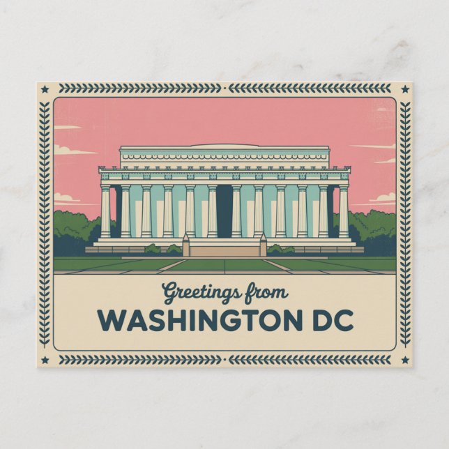 Cartão postal Vintage Washington DC | Saudações de (Frente)