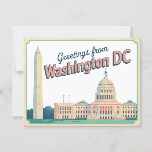 Cartão postal Vintage Washington DC   Saudações de