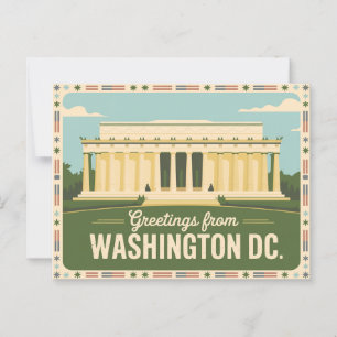 Cartão postal Vintage Washington DC   Saudações de