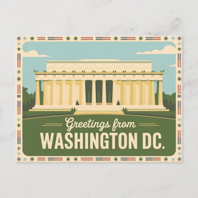 Cartão postal Vintage Washington DC | Saudações de (Frente)