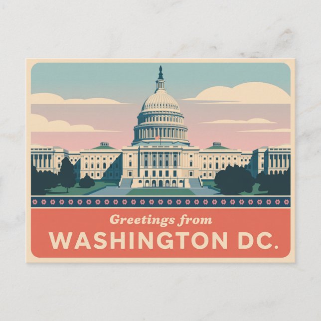 Cartão postal Vintage Washington DC | Saudações de (Frente)