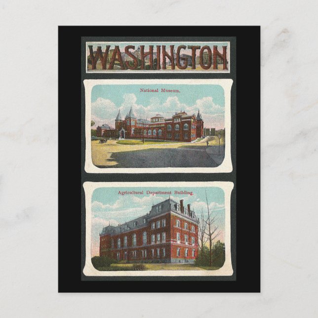 Cartão Postal Vintage Washington Landmarks (Frente)