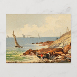 Cartão Postal Vintage Watercolor Nantasket Beach, Massachusetts