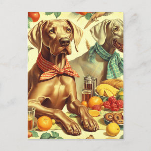 Cartão Postal Vintage Weimaraner Painting