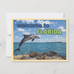Cartão Postal Vintage Welcome to Florida Dolphin