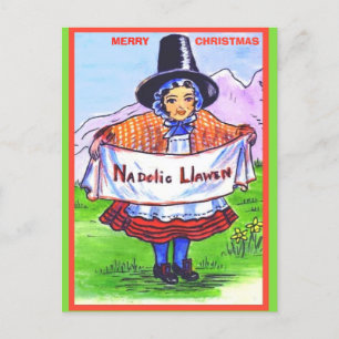 Cartão postal Vintage Welsh Christmas Nadolig Llaw