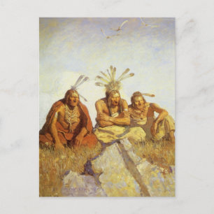 Cartão Postal Vintage West, Guardians War or Peace por NC Wyeth