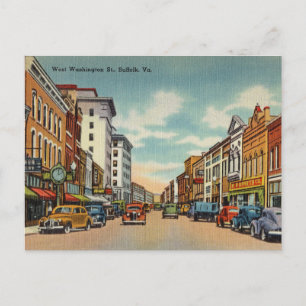 Cartão Postal Vintage West Washington Rua, Suffolk, Virginia