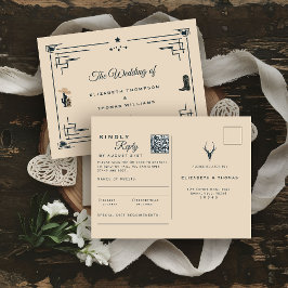 Cartão Postal Vintage Western QR Code RSVP