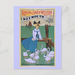 Cartão Postal Vintage Weymouth London e SW Ferroviário e