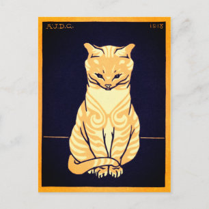 Cartão Postal Vintage Whimsical Julie De Graag Sitting Cat