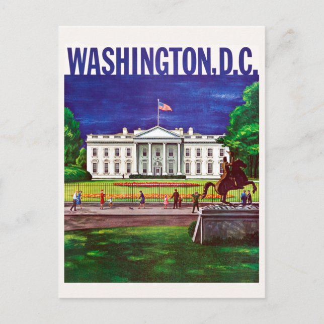 Cartão Postal Vintage White House Washington Viagem (Frente)