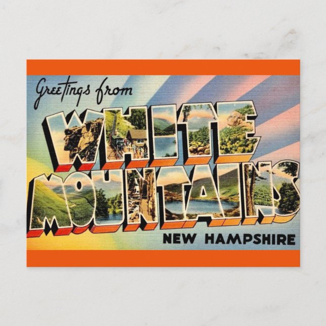 Cartão Postal Vintage White Mountains NH (Frente)