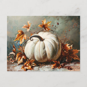 Cartão Postal Vintage White Pumpkin Painting