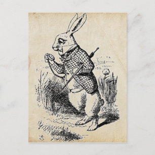 Cartão Postal Vintage White Rabbit