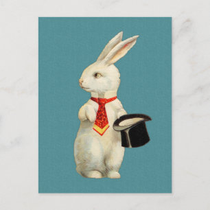 Cartão Postal Vintage White Rabbit