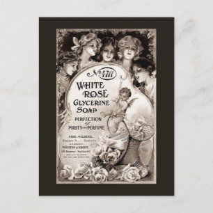 Cartão Postal Vintage White Rose Soap Anúncio