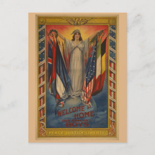 Cartão Postal Vintage WI Peace Justice Liberty