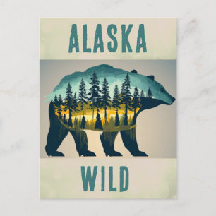 Cartão Postal Vintage Wild Alaska Bear Viagem