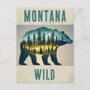 Cartão Postal Vintage Wild Montana Bear Viagem