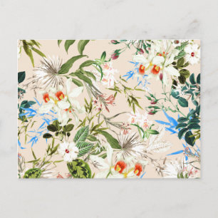 Cartão Postal Vintage Wildflower Pattern