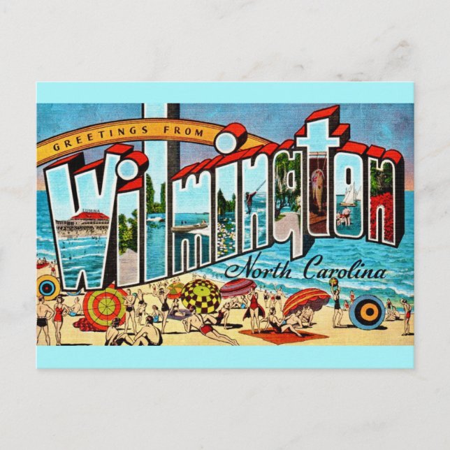 Cartão Postal Vintage Wilmington NC (Frente)